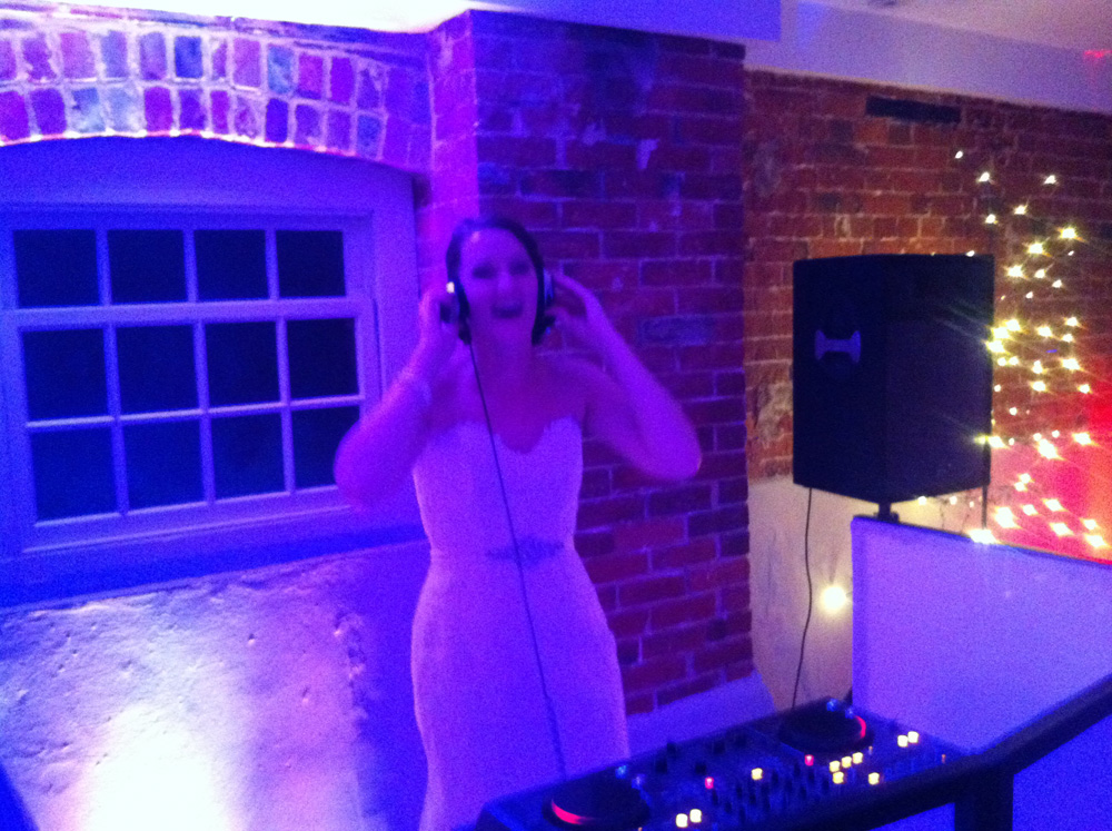 TITLE - The Bride enjoying Dj'ing at Sopley Mill